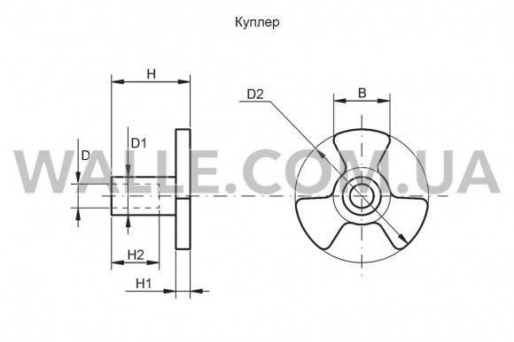 Куплер H=27 H1=4 H2=24 D=7 D1=12 D2=34 B=14 срез 1mm для микроволновой печи Оригинал
