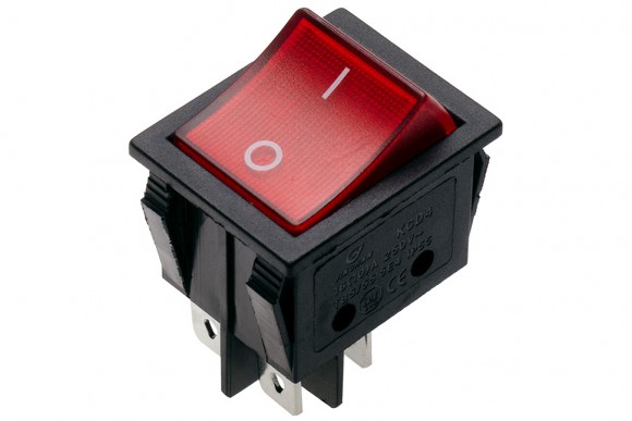 Переключатель KCD3 KCD4 KCD8 30А 250V T125 1 клавиша 4 контакта 22x28мм