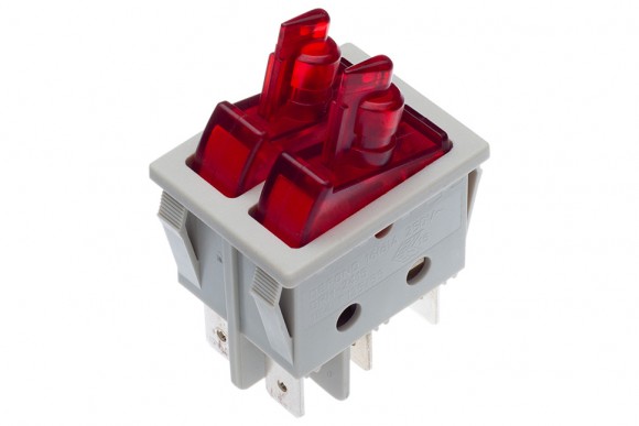 Переключатель DeLonghi DEFOND DRH-2415 16А 250V T125 2 клавиши 6 контактов 22x28мм Переключатель DeLonghi DEFOND DRH-2415 16А 250V T125 2 клавиши 6 контактов 22x28мм
