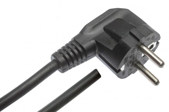 Кабель сетевой L=800 250V сечение 3 x 0,75 mm² угловая вилка D=5
