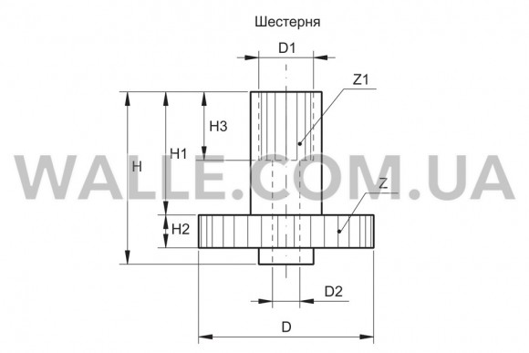Шестерня Помічниця D=87 D1=20 H=57 Z=57 Z1=8 Шестерня Помічниця D=87 D1=20 H=57 Z=57 Z1=8