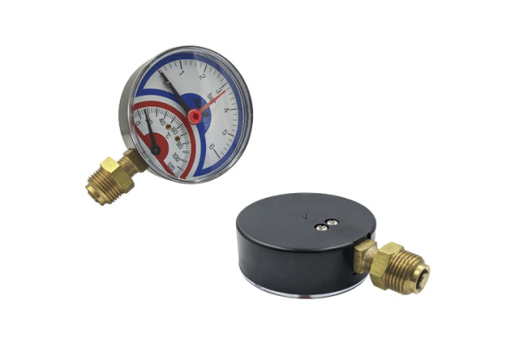 Термоманометр для котла радіальний Icma 91258AD06120, 0-6 бар, 0-120°C, 1/2", Ø80 мм