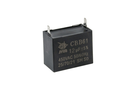 Конденсатор CBB61 12 мкФ, 450 В, Jyul (прямокутний, клеми) Конденсатор CBB61 12 мкФ, 450 В, Jyul (прямокутний, клеми)