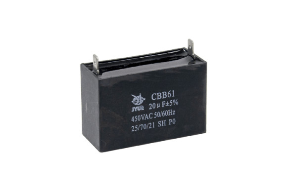 Конденсатор CBB61 20 мкФ, 450 В, Jyul (прямокутний, клеми) Конденсатор CBB61 20 мкФ, 450 В, Jyul (прямокутний, клеми)